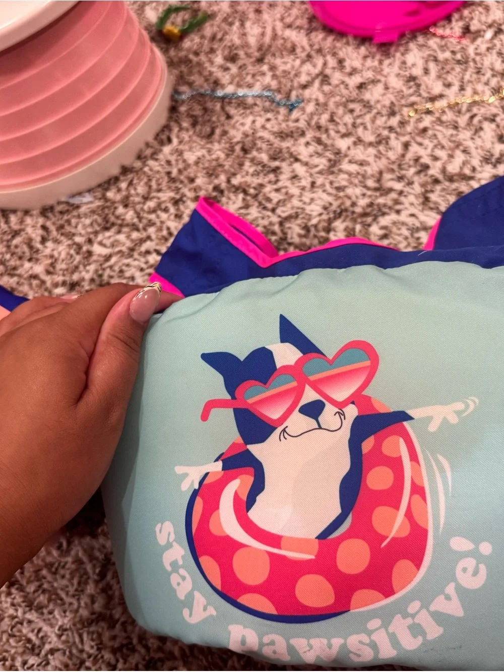 Kids Blue and Pink Float Vest - Stay Pawsitive Design